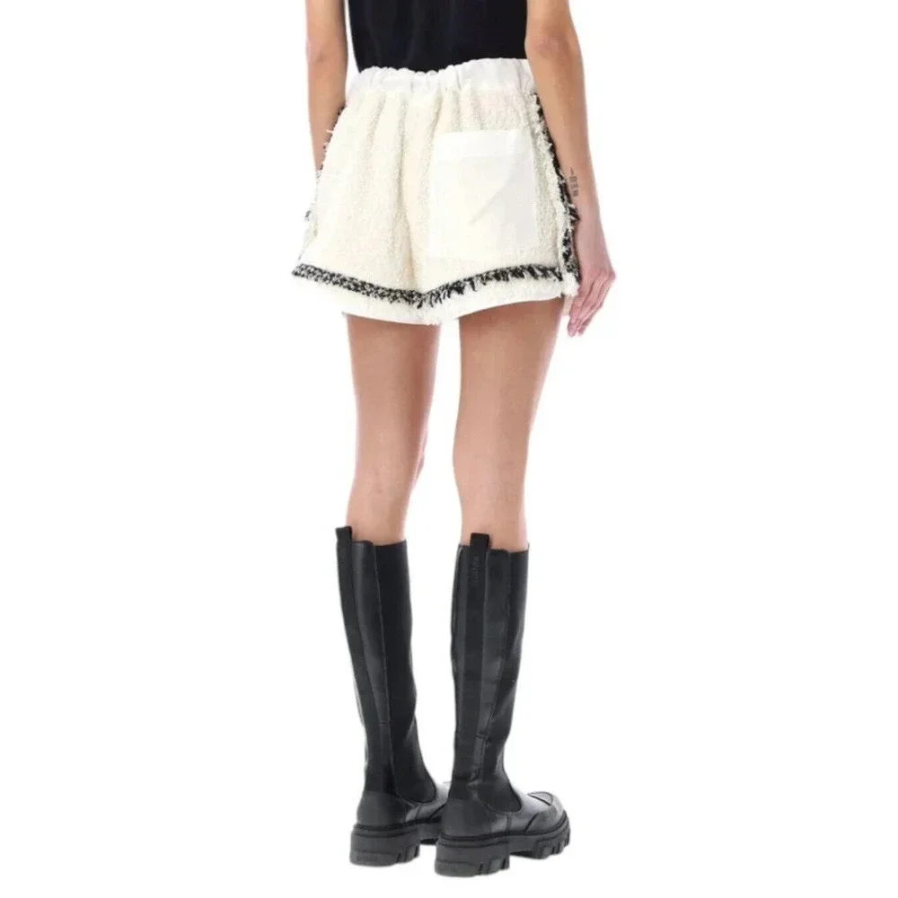 Sacai Tweed Shorts Drawcord Waist Off White Size XS- S